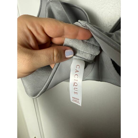 Cacique Lightly Lined Balconette Bra Size 38 DDD Gray Supportive Underwire - Picture 6 of 7